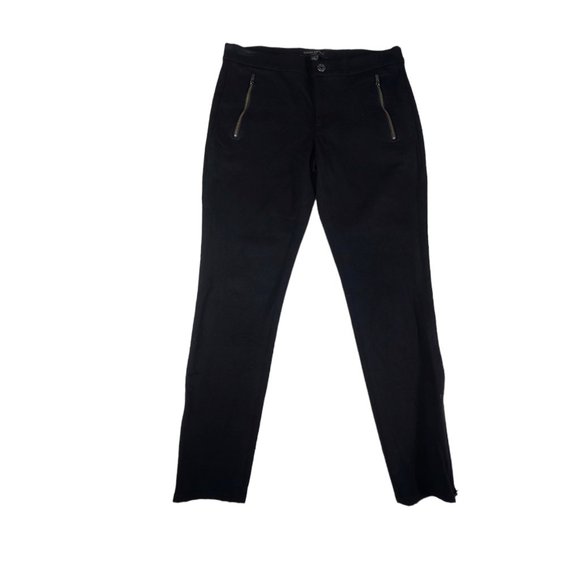 Banana Republic Sloan Fit Straight Leg Pants Womens Size 2 Stretch Zip Leg Black - Picture 1 of 12